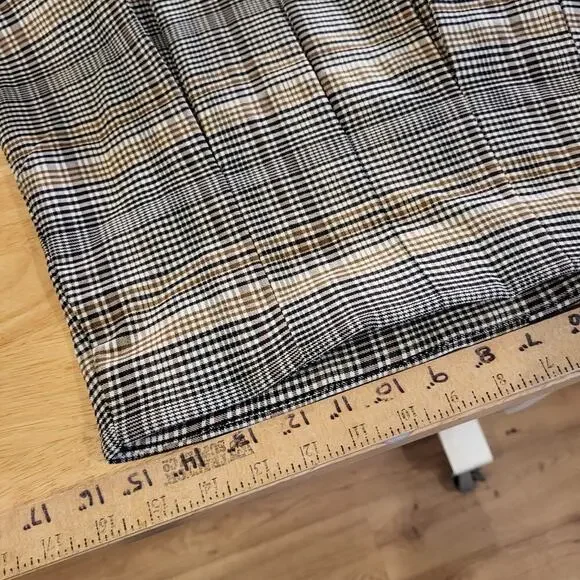Shinestar Plaid Pleated Black & Brown Mini Skirt Large 20" Waist Elastic - Picture 5 of 5